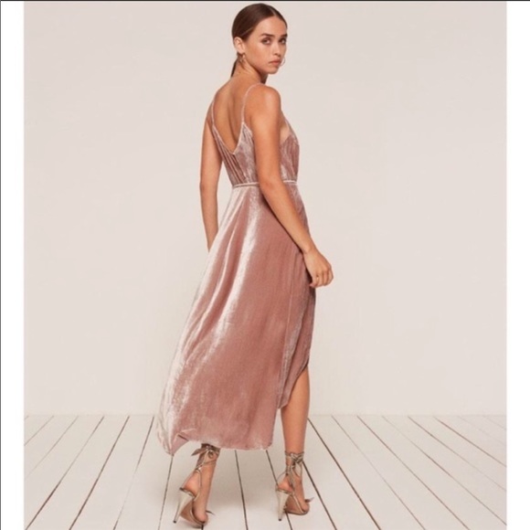 NWT Reformation Anoush Velvet Silk Wrap Midi Dress - Picture 6 of 12